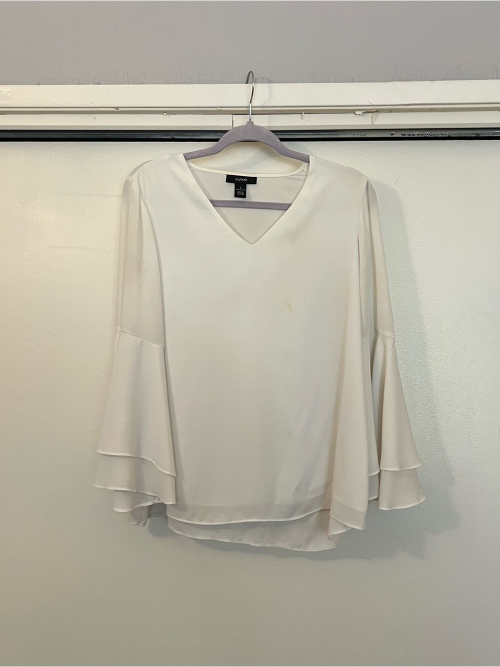 Alfani Cream V-Neck Layered Bell Sleeve Blouse